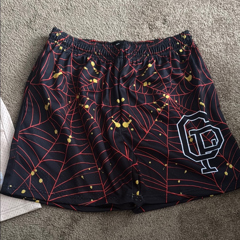 NEW Black and Red Spider Web Shorts